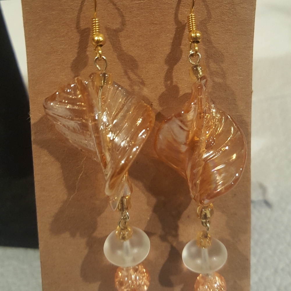 Peach Twist Dangle Earrings